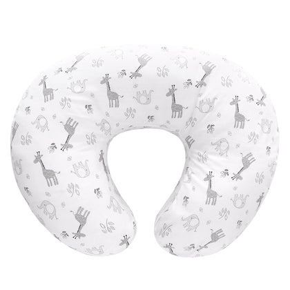 LAT Nursing Pillow and Positioner,Best for Mom Breastfeeding Pillow,100% Cotton Soft Fits Snug On Infant (Giraffe & Elephant)