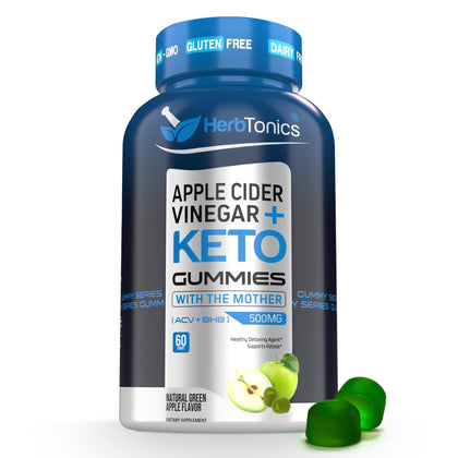 Herbtonics ACV Keto Gummies with The Mother & Keto BHB | Apple Cider Vinegar Keto Gummies | Sugar Free, Keto ACV Gummies for Energy & Immunity (60 Count (Pack of 1))