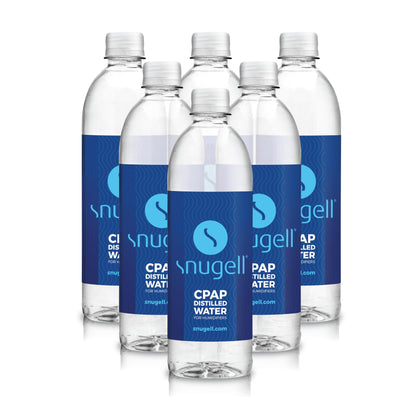 Snugell Distilled Water for CPAP Machines | 20oz Bottles 6-Pack | for ResMed and Respironics Machines |Travel Friendly | Clean | Multi-Use | Made in USA