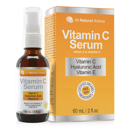 All Natural Advice Vitamin C Serum For Face, Hydrating & Toning Face Serum with Hyaluronic Acid, Organic Aloe, MSM, Vitamin E, & Organic Botanicals (60ml / 2 fl.oz)