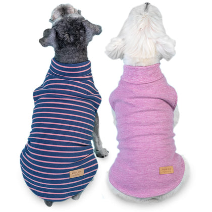 KYEESE 2Pack Dog Coat Turtleneck Stretchy Dog Sweater Super Soft Dog Cold Weather Coat for Medium Dogs in Sleeveless Design Dog Fleece Vest, Purple,2XL