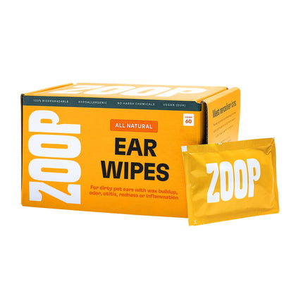 ZOOP Dog Ear Cleaner Wipes - Hypoallergenic Otic Cleanser for Dogs to Stop Ear Itching, Rapid Vet Strength with Nanosilver Ion, Packaging May Vary | 60 Count