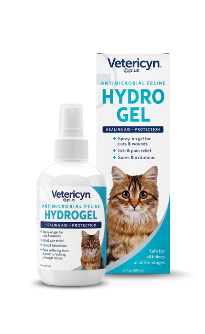 Vetericyn Plus Cat Wound Care Hydrogel Spray | Feline Healing Aid and Wound Protectant, Sprayable Gel to Relieve Cat Itchy Skin. 3 ounces