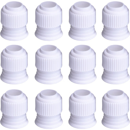 Shappy Coupler Piping Bag Plastic Standard Couplers Cake Decorating Coupler Pipe Tip Coupler for Icing Nozzles, White (12 Pieces, 1.2 x 1 Inch)