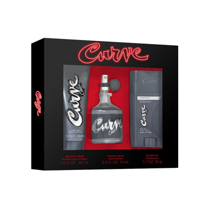 Curve Men's Cologne Gift Set Crush, 3 Pieces Include 2.5 Fl Oz Cologne, 3.4 Fl Oz After Shave Balm and 1.7 oz. Deodorant Stick
