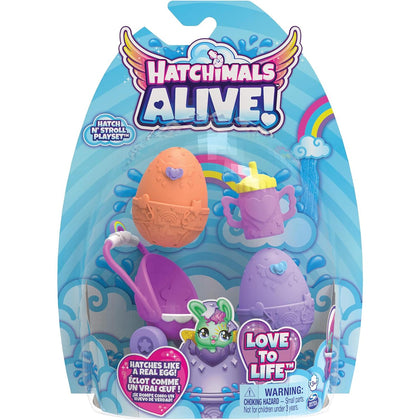 Hatchimals Alive, Hatch N Stroll Playset with Stroller Toy and 2 Mini Figures in Self-Hatching Eggs, Kids Toys for Girls and Boys Ages 3 and up