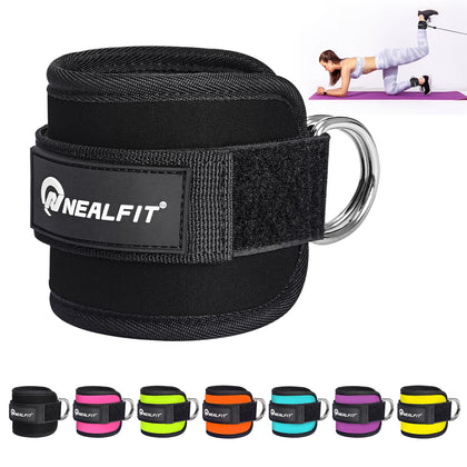 NEALFIT Ankle Strap for Cable Machine, Gym Ankle Cuff for Kickbacks, Leg Extensions, Glute Workouts, Booty Hip Abductors Exercise for Women and Men (Single, Black)