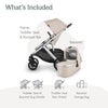 UPPAbaby Vista V2 Stroller Convertible Single-To-Double System Bassinet, Toddler Seat, Bug Shield, Rain Shield, and Storage Bag Included Declan (Oat Mélange/Silver Frame/Chestnut Leather)