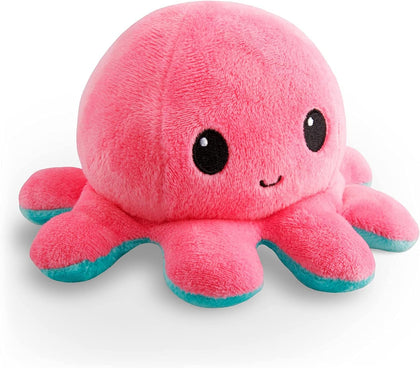 TeeTurtle - The Original Reversible Octopus Plushie - Pink + Aqua - Cute Sensory Fidget Stuffed Animals That Show Your Mood
