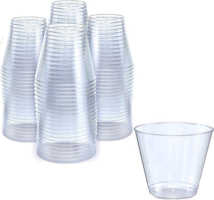 Prestee Small Clear Plastic Cup - 5 oz Plastic Cups - 200 Pack Small Plastic Cups - Hard Clear Cups - Clear Disposable Cups - Plastic Wine Cups - Plastic Cocktail Glasses - Plastic Drinking Cups