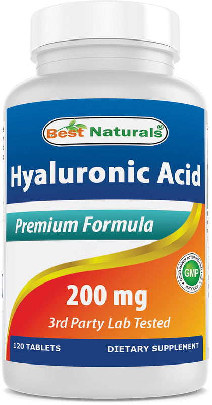 Best Naturals Hyaluronic Acid 200 mg 120 Tablets (Non-GMO, Gluten Free) - Promotes Youthful Healthy Skin & Healthy Joint Function (120 Count (Pack of 1))