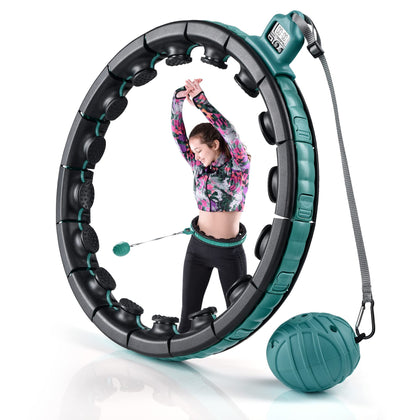 Teal Elite Smart Weighted Hula Hoop for Adults Weight Loss- Fully Adjustable with Detachable Knots - 2 in 1 Abdomen Fitness Massage Infinity Hoops