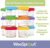 WeeSprout Glass Baby Food Storage Jars w/Lids (4 oz,12 Pack) -Reusable Baby Food Jars with Lids Snack, Breast Milk Storage Containers for Fridge -Freezer & Microwave Safe Baby Essentials Must Haves