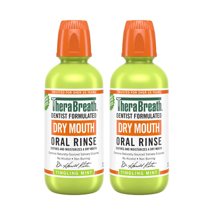 TheraBreath Dry Mouth Oral Rinse, Tingling Mint, Dentist Formulated, 16 Fl Oz (2-Pack)