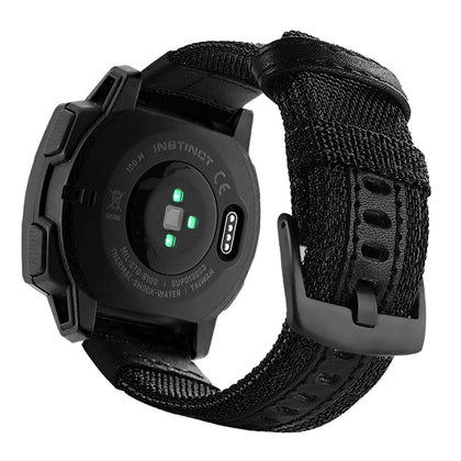 Abanen 22mm Nylon Military Style Watch Bands for Garmin Instinct/Instinct 2 Solar, Woven Fabric Durable Wristband Strap for Garmin Instinct Tactical/Tide/Esports/Instinct Solar (Black)
