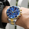Blue Watches for Men Large Face Analog Quartz Cheap Watch Men Big Wrist Water Resistant Moon Phase Men Stainless Steel Gents Watches Multifunction Luminous Nice Men Wrist Watches for Groomsmen Reloj