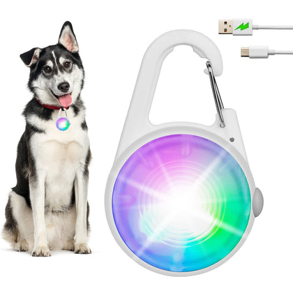 Dog Collar Light-4 Modes Rechargeable Dog Lights for Night Walking, IP68 Waterproof Dog Light Clip On, Small and Light Dog Walking Light Suitable for All Dogs, Dog Safety Light for Night Walking