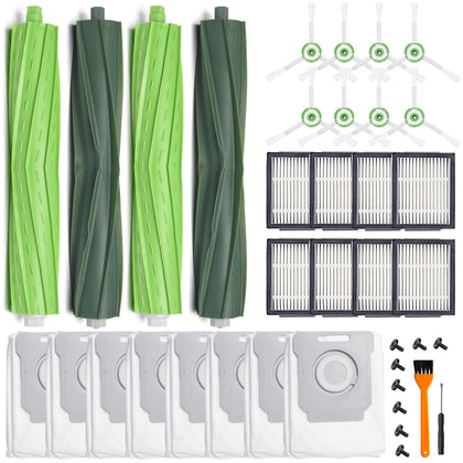 26 Replacement Parts for iRobot Roomba i7 i7+ i3 i3+ i4 i4+ i5 i5+ i6 i6+ i8 i8+ j7 j7+/Plus j8 j8+ j9+ E5 E6 E7 Robot Vacuum Accessories, 2 Rubber Roller 8 Filters 8 Side Brushes 8 Vacuum Bags