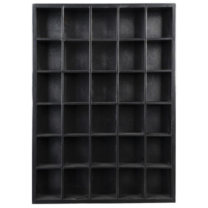 GSM Brands Shot Glass Display Case, Black Wood, Holds Set of 30 Glasses (16.7 x 12.2 - Each Opening Measures 2.52 x 2.13)