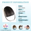 Clip in Bangs - 100% Human Hair Wispy Bangs Clip in Hair Extensions, Brown Black Air Bangs Fringe with Temples Hairpieces for Women Curved Bangs for Daily Wear