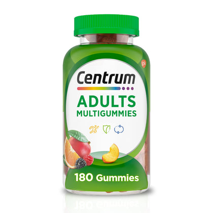 Centrum MultiGummies Gummy Multivitamin for Adults, Multivitamin/Multimineral Supplement with Vitamins D, B and E, Assorted Fruit Flavor - 180 Count