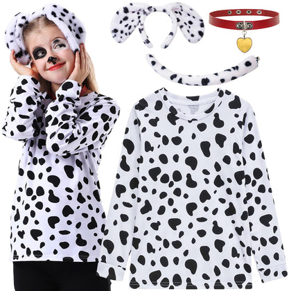 ZeroShop 101 Days of School Costume Kids, Boys Dalmatian Clothes Shirt Outfit Ears Headband Accessories,6