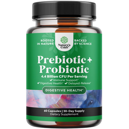 Prebiotics and Probiotics Gut Health Supplement - Super Potent Digestive Health Acidophilus Probiotic Capsules with Men and Womens Probiotics and Prebiotics for Colon Digestive Support and Immunity