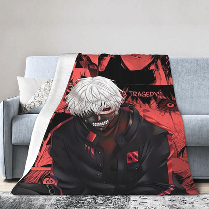Anime Tokyo Ghoul Blanket Air Conditioner Quilt Blankets Funny Flannel Blanket Warm Ultra-Soft Throw Blankets All Seasons for Sofa Bed Camping Beach 50