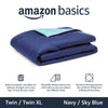 Amazon Basics Reversible Lightweight Microfiber Comforter Blanket, Twin/Twin XL, Navy/Sky Blue