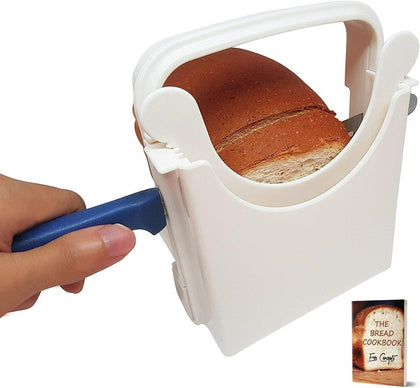 Eon Concepts Bread Slicer Guide for Homemade Bread with Rubber Feet Paddings and E-Book | Loaf Cutter Machine - Foldable Adjustable & Customizable to 5 Thickness | Bagel/Sandwich/Toast Slicer |