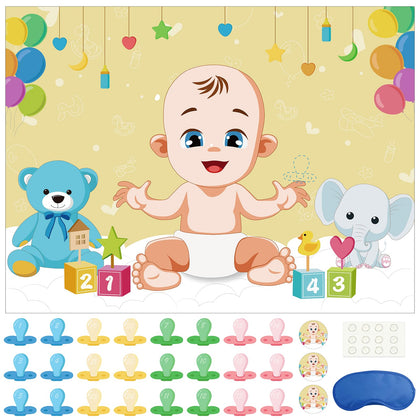 Morcheiong Pin The Pacifier on The Baby Game with 48 Pacifiers, Baby Shower Game, Baby Shower Party Favors Supplies Decorations
