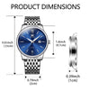 OLEVS Mens Watch Silver Stainless Steel Watch for Men with Date Waterproof Analog Dress Men's Watch Classic Simple Quartz Big Face Men's Wrist Watches Blue Dial