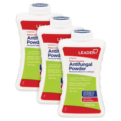 Leader Athlete's Foot AF Powder, Moisture Absorbing, Talc-Free, 2.5 oz, Compare to Zeasorb, Pack of 3