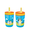 Zak Designs 15oz Bluey Kelso Tumbler Set, BPA-Free Leak-Proof Screw-On Lid with Straw Made of Durable Plastic and Silicone, Perfect Bundle for Kids, 2 Count (Pack of 1)