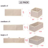 DIOMMELL 12 Pack Foldable Cloth Storage Box Closet Dresser Drawer Organizer Fabric Baskets Bins Containers Divider for Clothes Underwear Bras Socks Lingerie Clothing, Beige 444