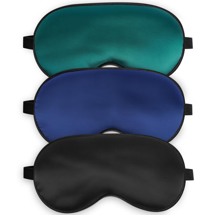 Silk Sleep Mask for Sleeping with Adjustable Strap, Satin Blackout for Men&Women, Comfortable Blindfold Eyeshade for Night Sleep (Black,Blue,Green)