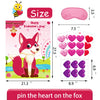 Joy Bang Valentines Games for Kids Pin The Heart on The Fox Valentine Games with 24PCS Heart Stickers for Valentines Day Party Games Kids Valentines Classroom School Activities Family Party Supplies