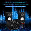 AK-380 USB SD BT.C FM AUX Audio Power Amplifier 400W+400W 2.0 CH HiFi Stereo AMP Speaker Bluetooth 5.0 Amp Receiver with 12V 5A Power Supply,Remote Control,FM Antenna for Car Home Bar Party