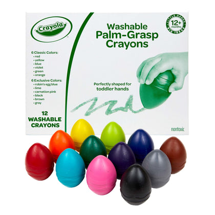 Crayola Toddler Crayons in Egg Shape (12ct), Jumbo Washable Crayons, Big Crayons For Toddlers, Toddler Toys, Holiday Gift, 1+