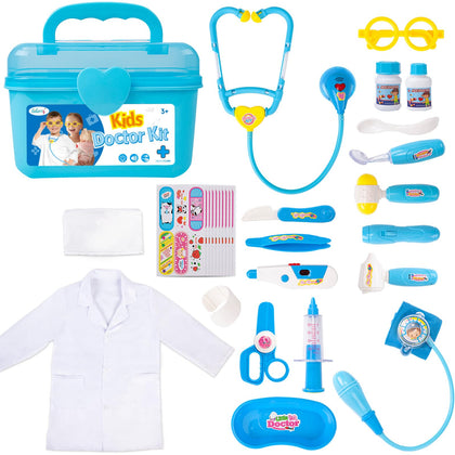 Liberry Learning Toy Doctor Kit for Toddlers 3 4 5 Years Old Boys Girls, 30 Pcs Kids Doctor Playset Gift, Pretend Play Medical Set with Stethoscope, Doctor Role Play Dress Up Costume