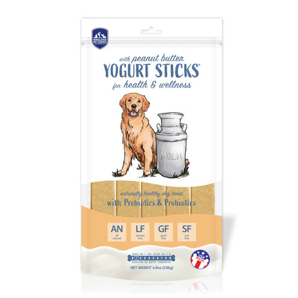 Yogurt Sticks, Prebiotic & Probiotics, Protein Rich - Lactose Free - Gluten Free - Corn Free - Grain Free, USA Made, for All Breeds, 5 pieces of Droolicious Yogurt Sticks, Peanut Butter Flavor