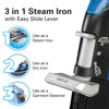Hamilton Beach 2-in-1 Iron & Garment Steamer for Clothes with Continuous Steam Nozzle 5 Temperature Settings, Nonstick Soleplate, 1200 Watts, 8 Cord, Blue/Black