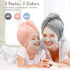 BEoffer 3 Pack Microfiber Hair Towel Wrap Super Absorbent Twist Turban for Women Hair Caps with Buttons for Fast Drying Curly, Long & Thick Hair Anti Frizz(Gray+Pink+Blue)