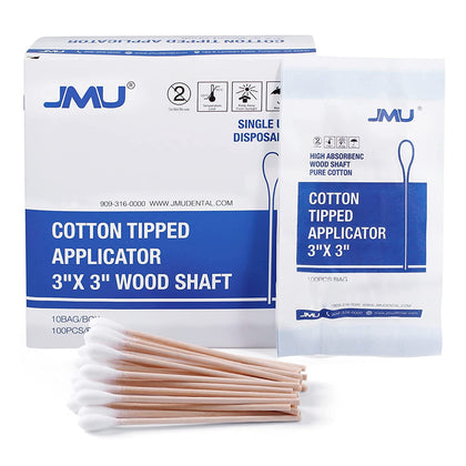 Medical Cotton Swabs, JMU Cotton Swabs with Wooden Sticks, 1000 Count