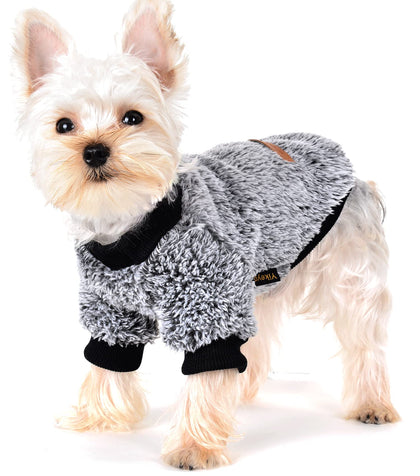 Dog Sweater - Dog Sweaters for Small Dogs - Small Dog Sweater - Dog Winter Clothes - Fleece Dog Sweater- XXS Dog Sweater - Pet Doggie Sweaters for Small Dogs (XX-Small, Black)