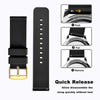 WOCCI 14mm Silicone Watch Band with Gold Buckle, Soft Rubber Replacement Straps with Quick Release (Black)