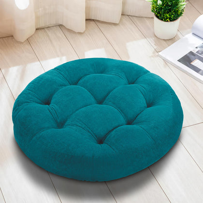 Millsilo Floor Pillow, Large Floor Cushions, Round Floor Cushion Seating for Adults Kids, Tufted Thick Meditation Cushion for Yoga Living Room Tatami Fireplace Outdoor Floor, 22x22x4 Inch, Teal