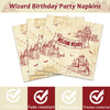 chiazllta 96 Pcs Wizard Party Paper Plate and Napkins Magical Wizard Tableware Wizard Theme Party Plates Vintage Castle Birthday Plates and Welcome Wizard Napkins Plates for Party Favors 24 Guests