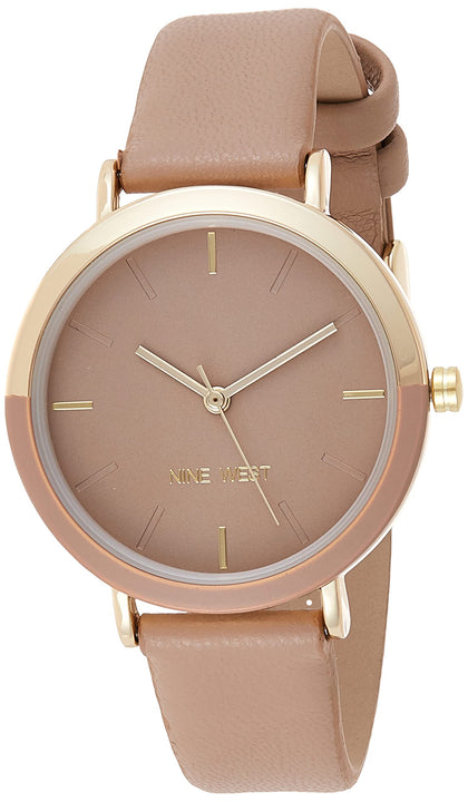 Nine West Women's Gold-Tone and Tan Strap Watch, NW/2346GPTN