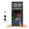 QWR Reinforced Cat Screen Door,Fits Door Size 36''x 81'',Thickened Cat Resistant Mesh Screen Door for Living Room,Kitchen,Bedroom,Cat Proof Screen with Zipper Closure(U-Type,Black)